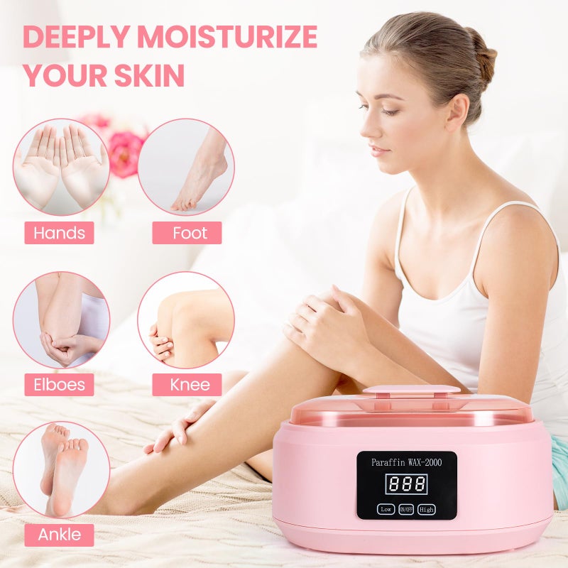 Ananelleo Paraffin Wax Machine for Hand and Feet - 3500ml Hot Wax Hand Wax Machine with 6 Pcs Paraffin Bath Wax, Auto-time and Keep Warm Paraffin Hand Wax Machine(Pink) - Image 4