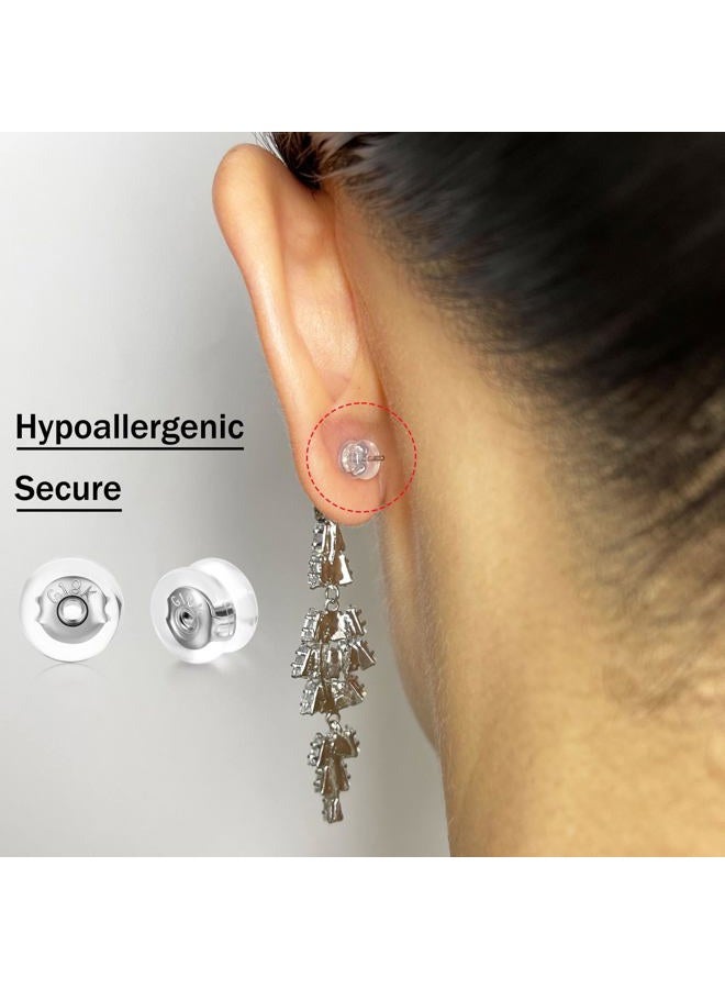 DELECOE Silicone Earring Backs for Studs and Hoops, Secure Locking for Heavy Earrings, Hypoallergenic Soft Clear (6Gold+6White Gold) - Image 4