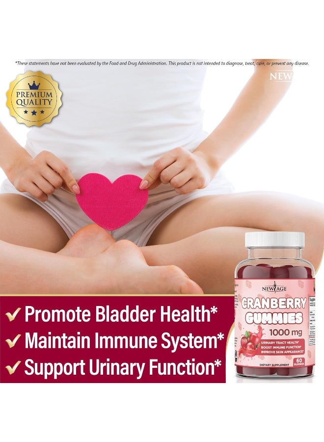 NEW AGE Cranberry Gummies Urinary Tract Health Gummies 1000mg - Supports Bladder, Kidney, UTI - Vegetarian, 2 Pack -120 Count - Image 4