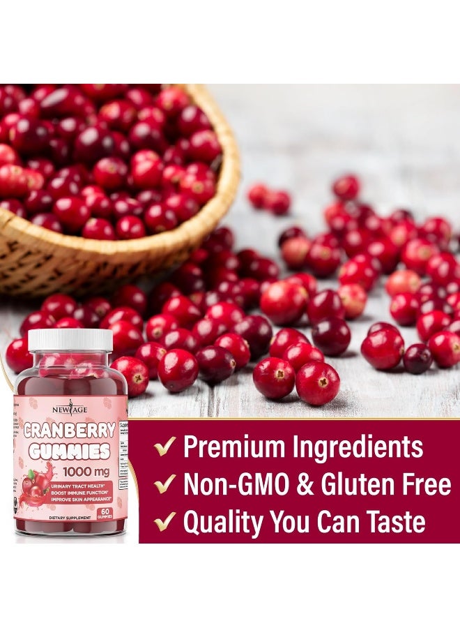NEW AGE Cranberry Gummies Urinary Tract Health Gummies 1000mg - Supports Bladder, Kidney, UTI - Vegetarian, 2 Pack -120 Count - Image 5