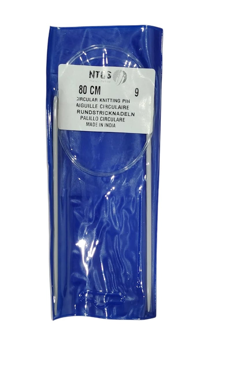 NTGS NTGS Aluminium Fixed Circular Knitting Needles Pin 80cmNo9 with Col Chrochet for Weaving Sewing Craft Sweater Yarn Weaving Tools Also Gift Item