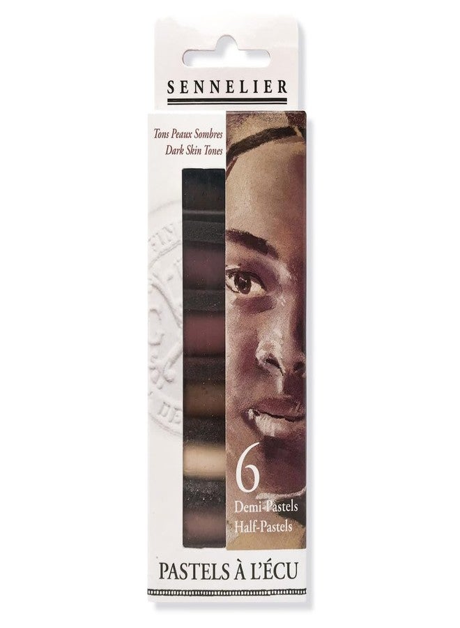 SENNELIER Extra-Soft French Pastel for Professional Artists, Half Pastel Portrait Dark inspired Set of 6 - Image 1