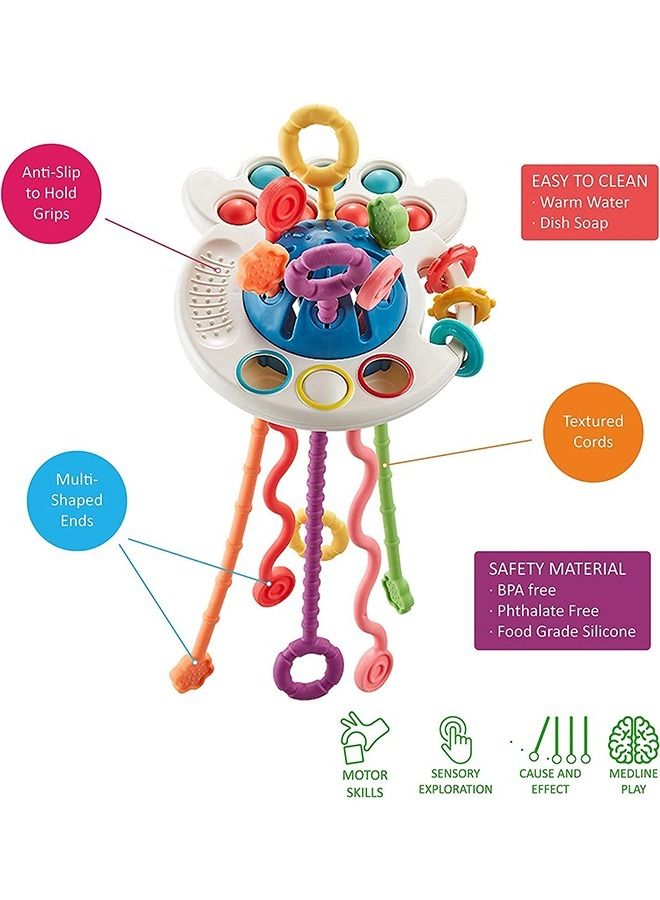 NIBEMINENT Baby Montessori Silicone Toy ,Travel Pull String Activity Toy,Sensory Toys ,Fine Motor Skills Developmental ToysBoys Girls Infant - Image 3