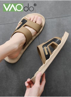 VAOdo Men Shower Shoes,Quick Dry Non-Slip Bathroom Slippers,Casual and Fashionable Design Ultra Cushion,Can be Worn Outside Dorm Home Slides Brown  - Image 2