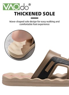 VAOdo Men Shower Shoes,Quick Dry Non-Slip Bathroom Slippers,Casual and Fashionable Design Ultra Cushion,Can be Worn Outside Dorm Home Slides Brown  - Image 4