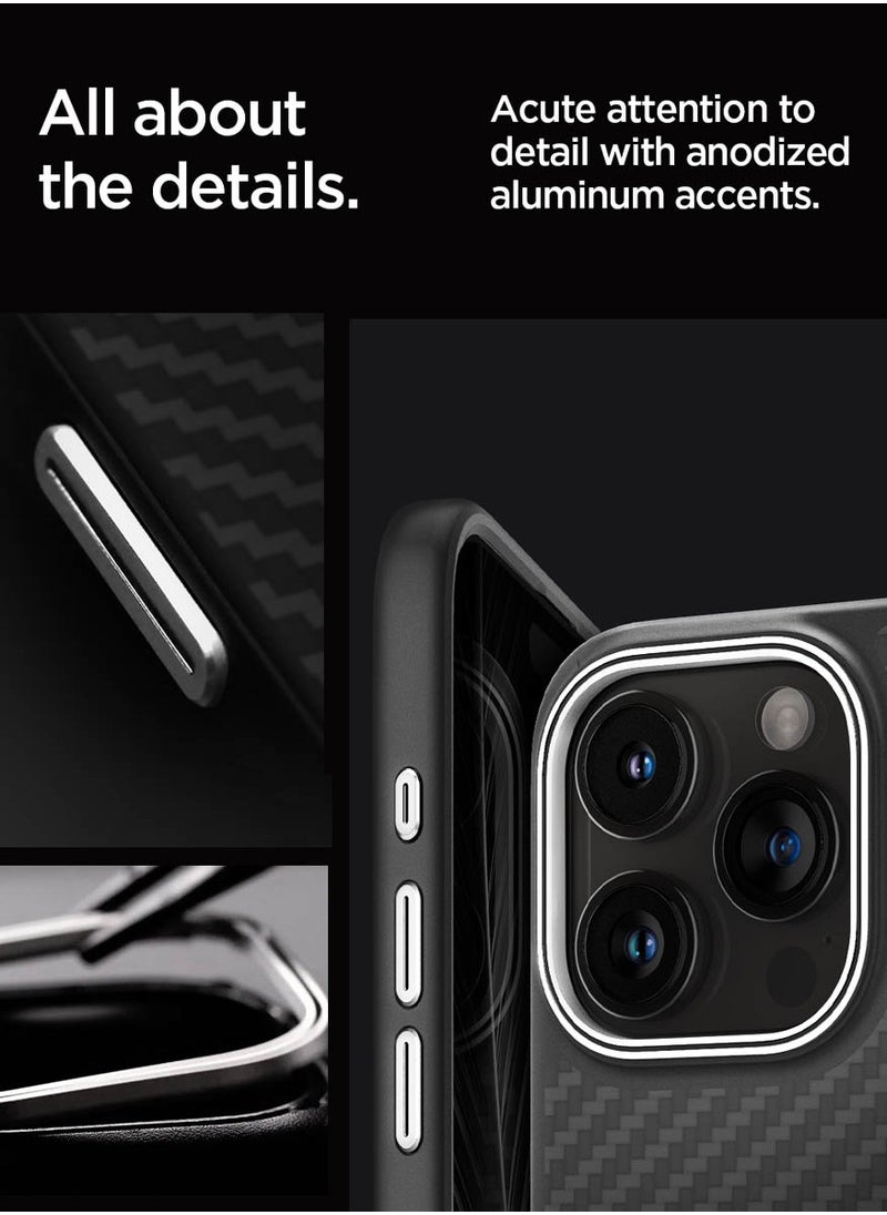 Spigen - Enzo Aramid Fiber MagFit for iPhone 15 Pro Case Cover with MagSafe - Matte Black - Image 1