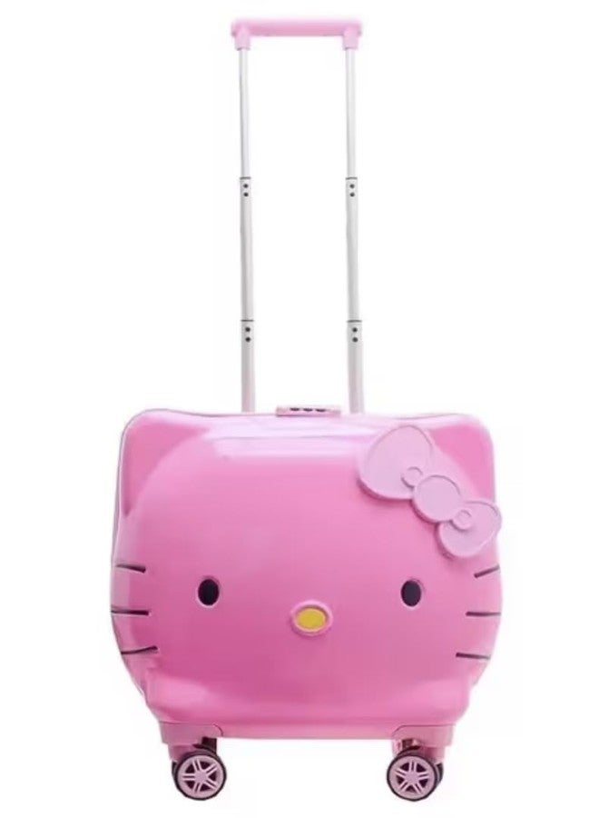 MAGICVILLE (Set of 2Pcs Trolley Bag and Cosmetic Bag Children 5D Hello Kitty Kid's Trolley 360 Rotating Suitcase 20 inch Kids Travel Luggage Children Travel Trolly Child Suitcase Girl Luggage - Image 1