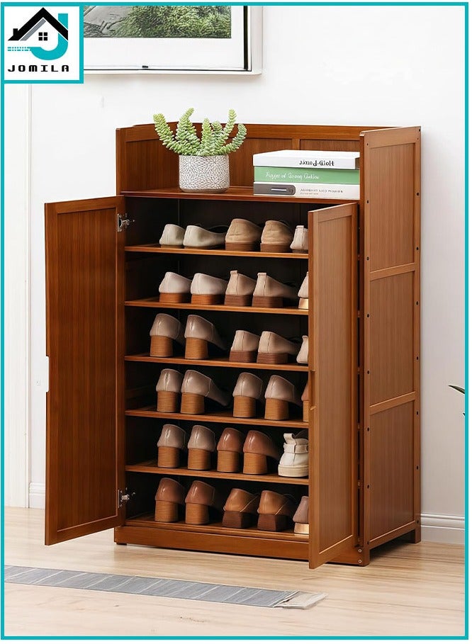 جوميلا خزانة أحذية تخزين باب منزلي مقاوم للغبار رف أحذية بسيط متعدد الطبقات رف أحذية اقتصادي من الخشب غير الصلب في غرفة المعيشة - Image 1