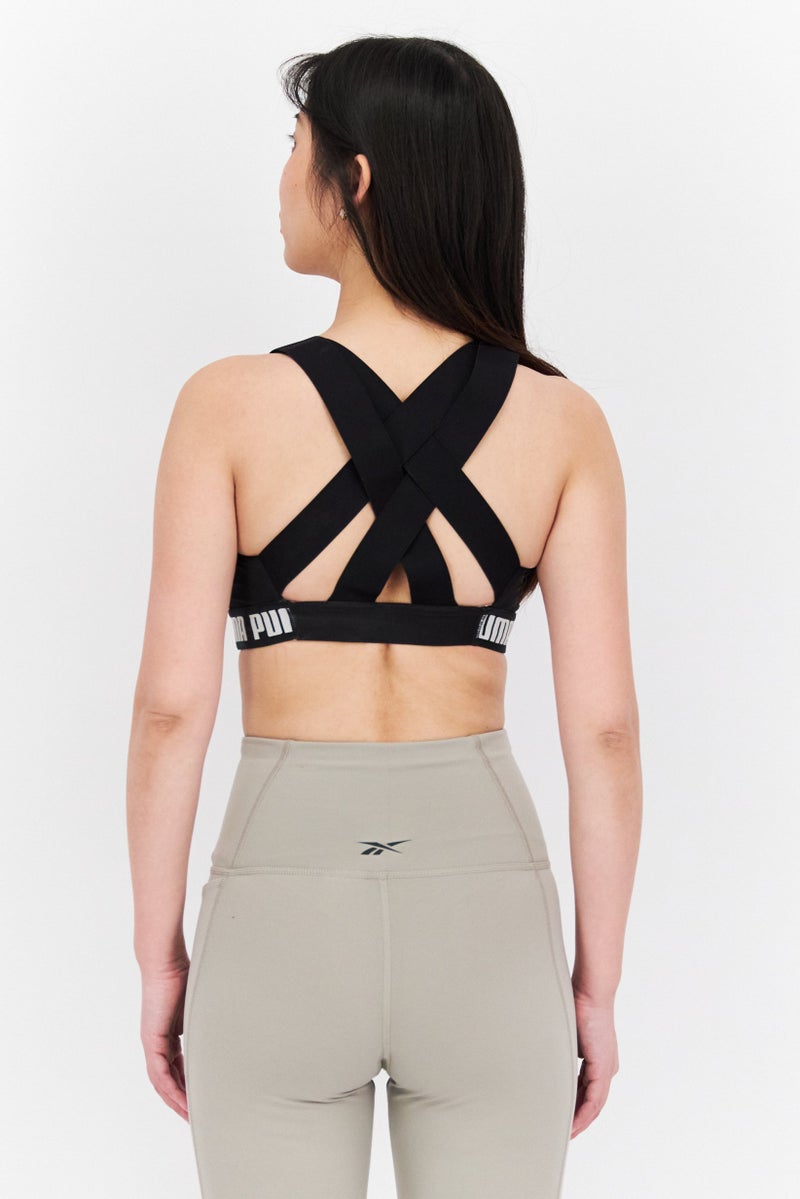 PUMA Women Lightly Padded Brand Logo Sports Bra, Black - Image 2