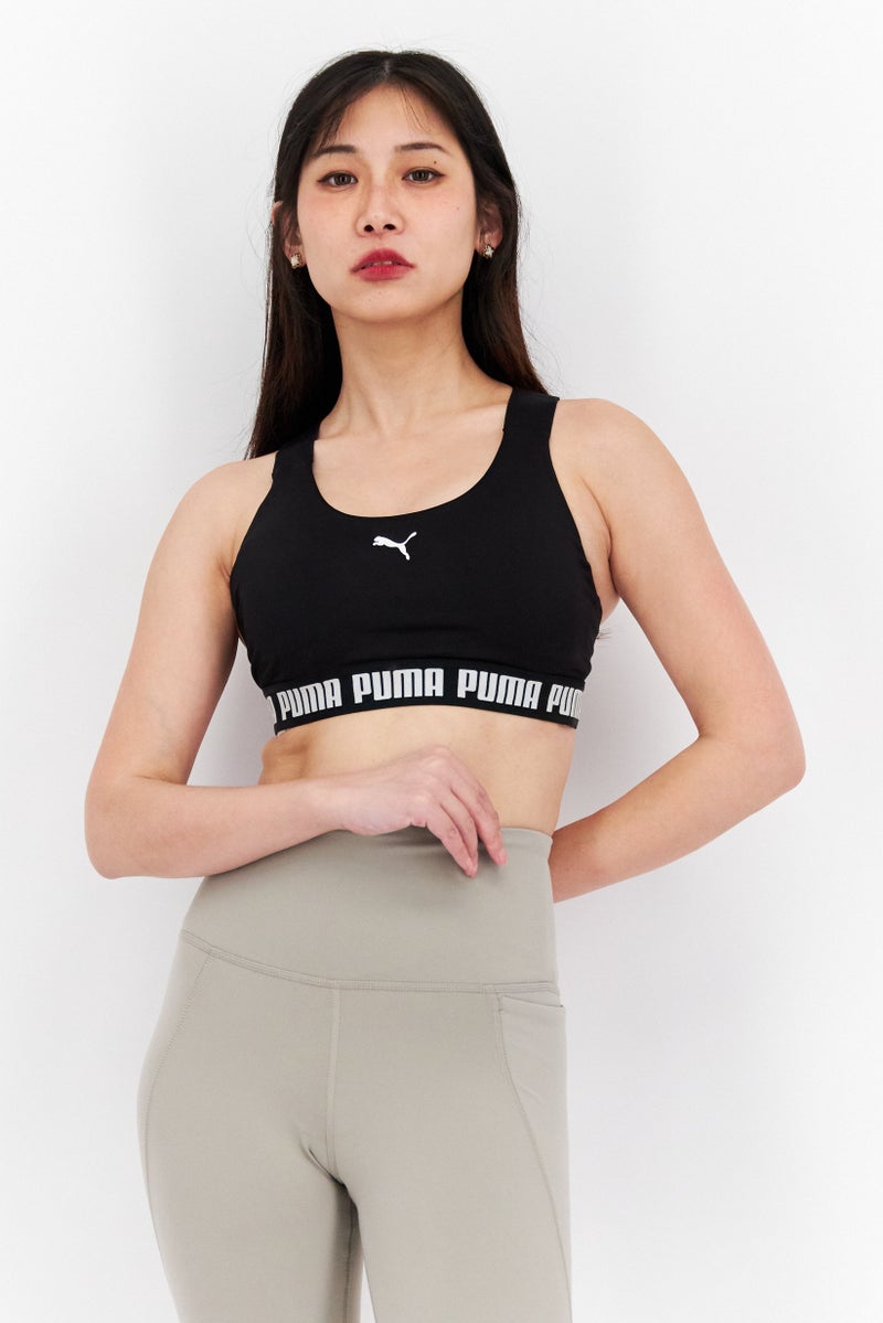 PUMA Women Lightly Padded Brand Logo Sports Bra, Black - Image 1