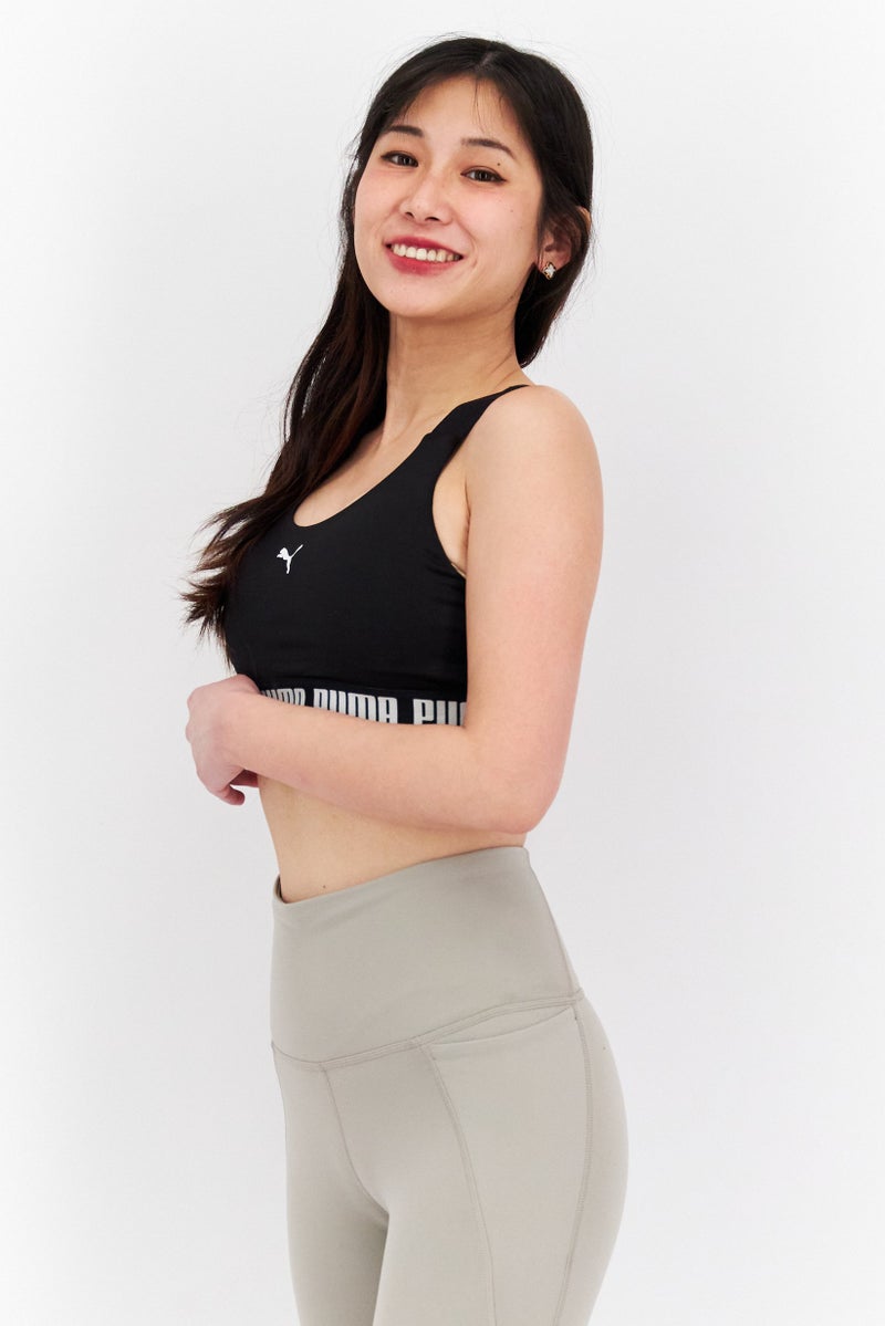 PUMA Women Lightly Padded Brand Logo Sports Bra, Black - Image 4