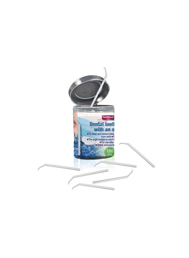 TOPMED ETS Oral Care Dental Teeth Pick With Angle Plastic Teeth Floss Toothpick With Angle 180 Count (Pack Of 1) - Image 1