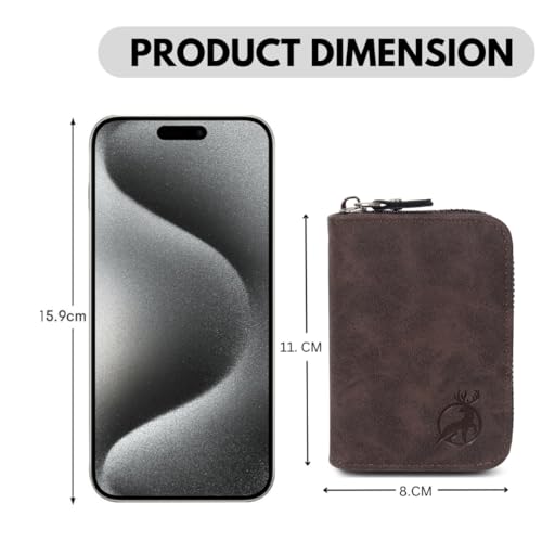 Stealodeal PU Leather 9-Slot with 2 Cash Compartments and Zipper Closure Credit/Debit/ATM Card Holder (Coffee) - Image 2