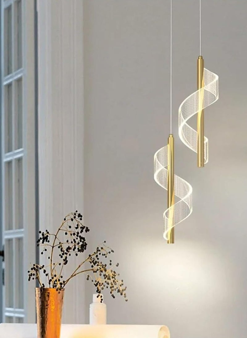 جوي لينك مصباح أكريليك معلق لغرفة النوم بجانب السرير، مصباح معلق LED بسيط وعصري، ثريا داخلية، مصابيح سقف معلقة لغرفة الطعام وغرفة المعيشة والممر والمطبخ (ذهبي) - Image 1