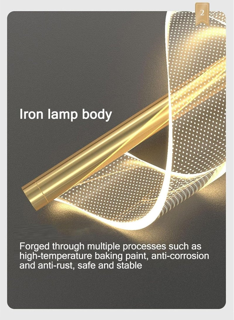 جوي لينك مصباح أكريليك معلق لغرفة النوم بجانب السرير، مصباح معلق LED بسيط وعصري، ثريا داخلية، مصابيح سقف معلقة لغرفة الطعام وغرفة المعيشة والممر والمطبخ (ذهبي) - Image 3