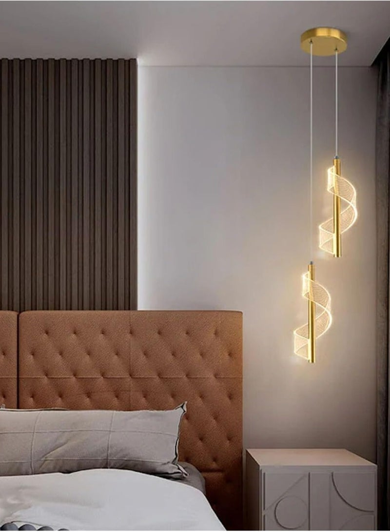 جوي لينك مصباح أكريليك معلق لغرفة النوم بجانب السرير، مصباح معلق LED بسيط وعصري، ثريا داخلية، مصابيح سقف معلقة لغرفة الطعام وغرفة المعيشة والممر والمطبخ (ذهبي) - Image 4
