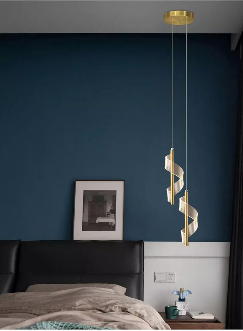 جوي لينك مصباح أكريليك معلق لغرفة النوم بجانب السرير، مصباح معلق LED بسيط وعصري، ثريا داخلية، مصابيح سقف معلقة لغرفة الطعام وغرفة المعيشة والممر والمطبخ (ذهبي) - Image 5