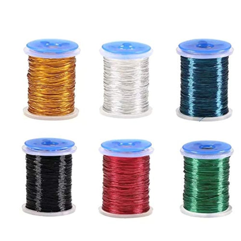 GREATFISHING 0.1mm, 0.2mm, 0.3 mm Fly Tying Copper Wire Spoolet Fly Tying Materials Round Metal Thread for Larve Nymph Midge Streamer Flies (C: 6 Color/Set 0.2mm Copper Wire) - Image 5