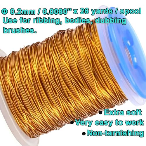 GREATFISHING 0.1mm, 0.2mm, 0.3 mm Fly Tying Copper Wire Spoolet Fly Tying Materials Round Metal Thread for Larve Nymph Midge Streamer Flies (C: 6 Color/Set 0.2mm Copper Wire) - Image 3