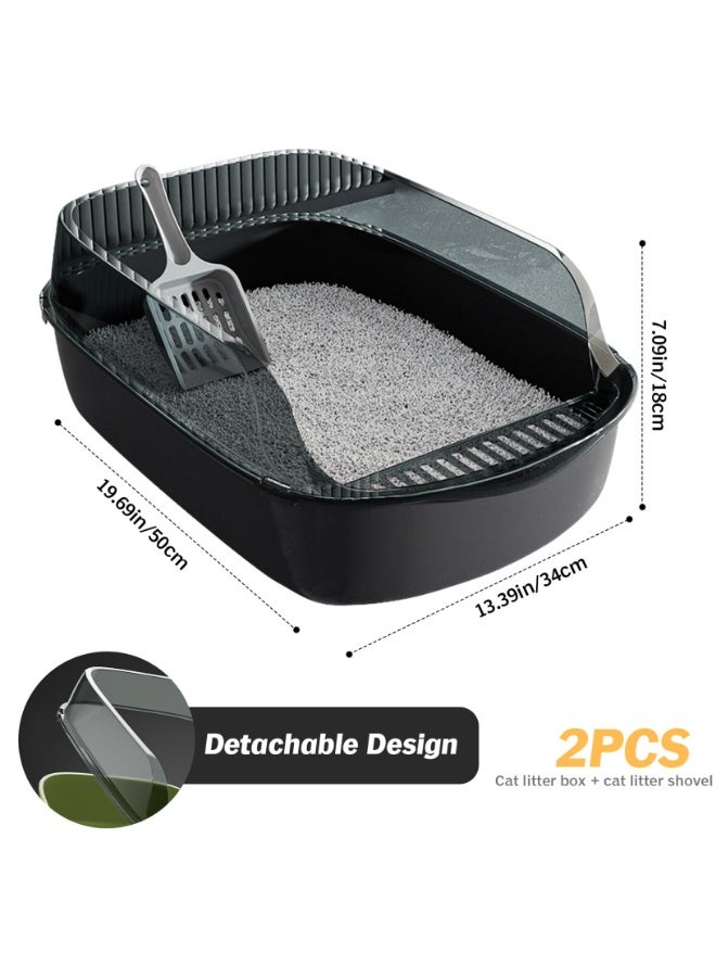 WangPangZi Oversized Detachable Cat Litter Box,Splash-Proof Semi-closed Cat Potty Tray Toilet Cat Supplies with Plastic Scoop & Deodorizing Bag Easy Clean,Suitable for All Kinds of Pet Litter - Image 2