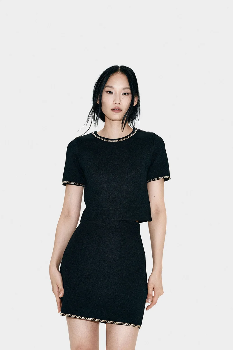 H&M Chain-Detail Knitted Skirt