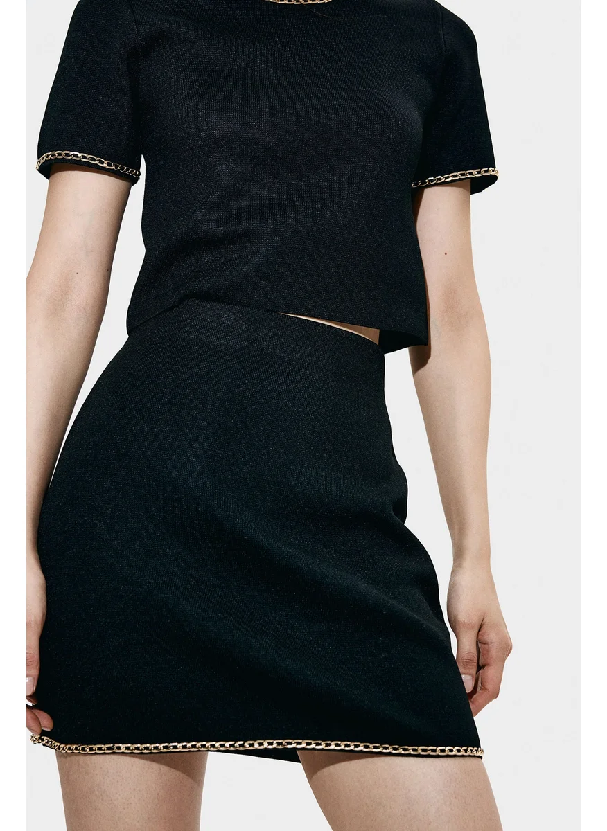 اتش اند ام Chain-Detail Knitted Skirt