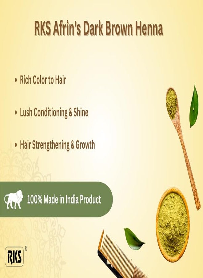 RKS AFRIN'S Natural Dark Brown Henna Hair Colour for Women & Men | Ammonia-Free Herbal Hair Colour Powder | 100% Herbal Henna-Based Formula | Grey Coverage | Soft, Shiny & Healthy Looking Hair | Dark Brown Hair Dye | 60g (Pack of 3) - Image 3