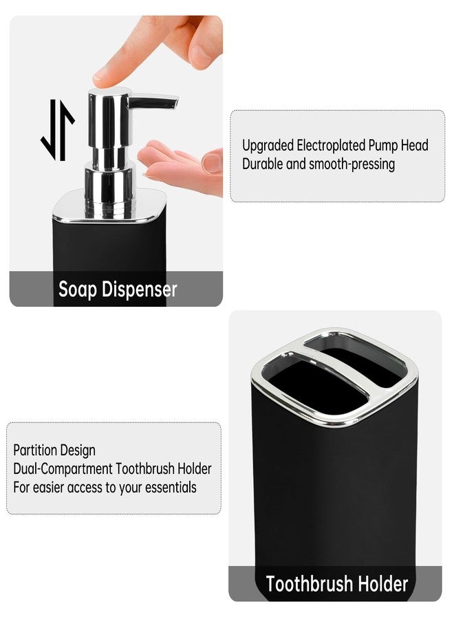 RRM Black Bathroom Accessories 2 Pieces, Soap Dispenser and Toothbrush Holder Set for Boho Bathroom - Image 2