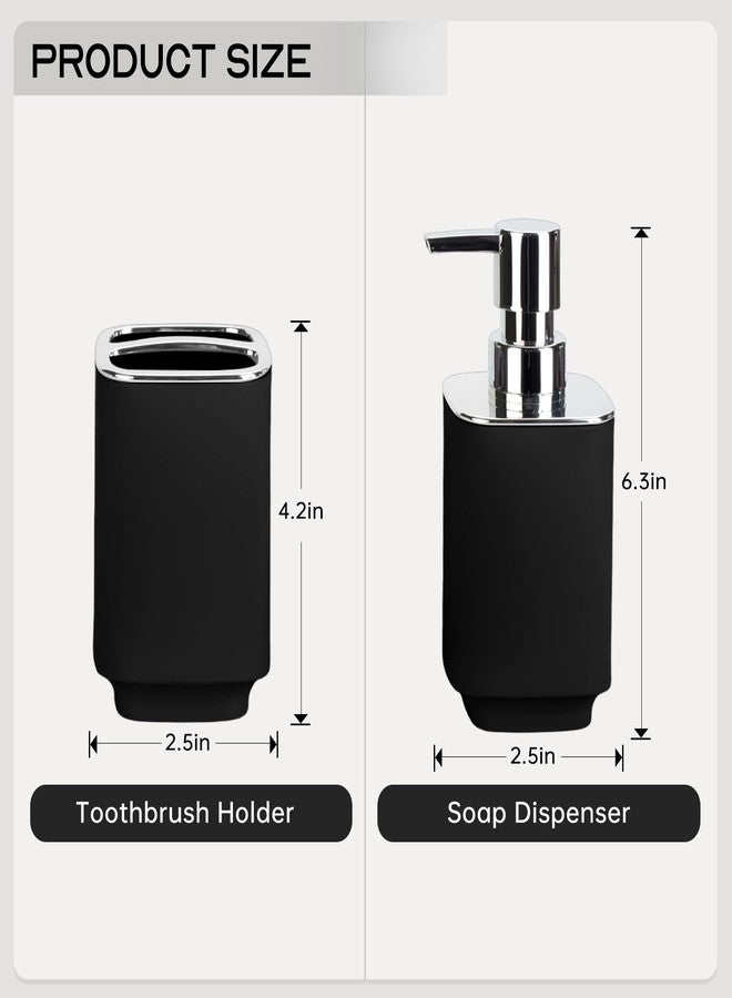 RRM Black Bathroom Accessories 2 Pieces, Soap Dispenser and Toothbrush Holder Set for Boho Bathroom - Image 5