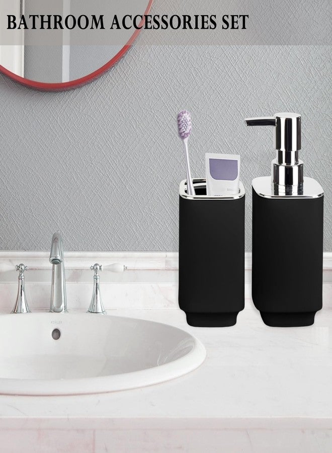 RRM Black Bathroom Accessories 2 Pieces, Soap Dispenser and Toothbrush Holder Set for Boho Bathroom - Image 4