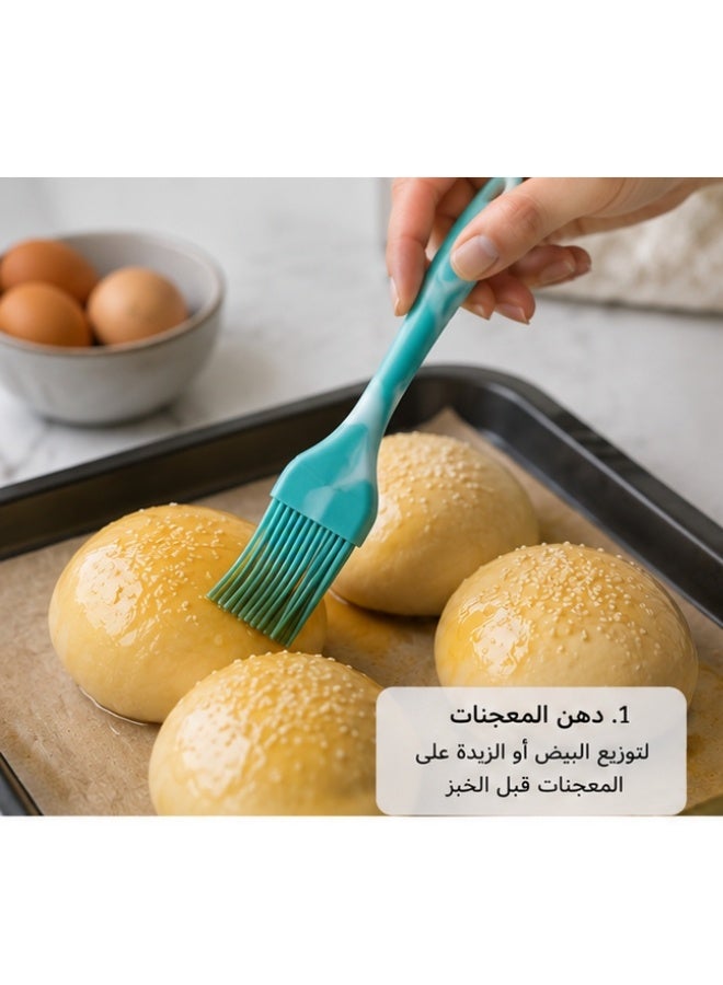 فرشاة سيليكون للطهي والخبز مقاومة للحرارة حتى 316°م – فرشاة دهان سيليكون غذائي خالية من BPA لدهن الزبدة والزيت والبيض والصلصات والتتبيلات، شعيرات سيليكون مرنة لا تتساقط، آمنة للأواني غير اللاصقة، سهلة التنظيف ومناسبة للشواء والمخبوزات - Image 2