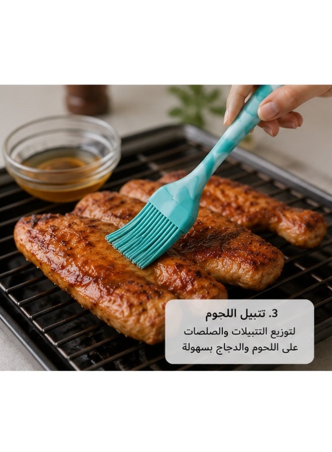 فرشاة سيليكون للطهي والخبز مقاومة للحرارة حتى 316°م – فرشاة دهان سيليكون غذائي خالية من BPA لدهن الزبدة والزيت والبيض والصلصات والتتبيلات، شعيرات سيليكون مرنة لا تتساقط، آمنة للأواني غير اللاصقة، سهلة التنظيف ومناسبة للشواء والمخبوزات - Image 4