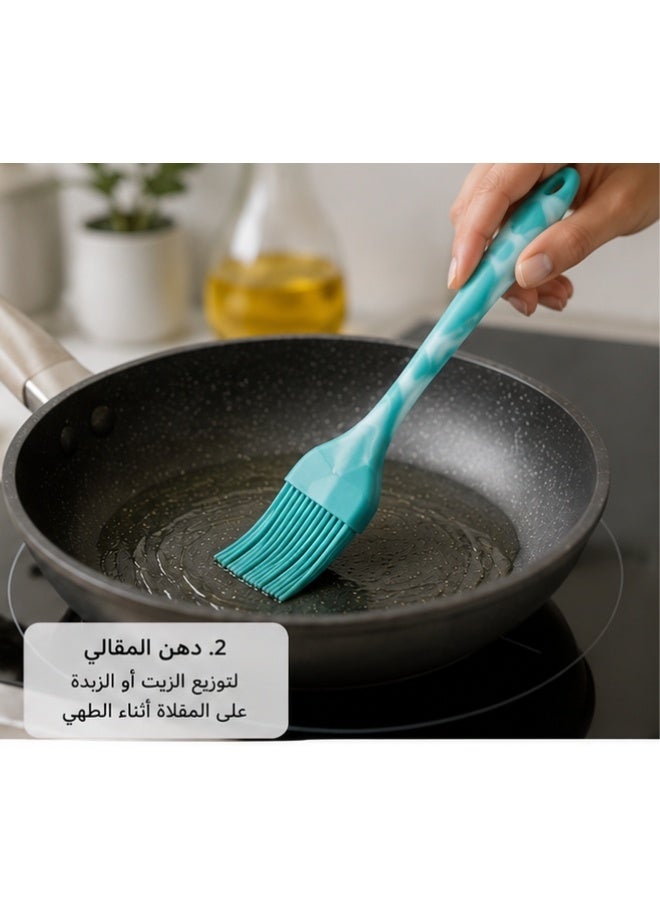 فرشاة سيليكون للطهي والخبز مقاومة للحرارة حتى 316°م – فرشاة دهان سيليكون غذائي خالية من BPA لدهن الزبدة والزيت والبيض والصلصات والتتبيلات، شعيرات سيليكون مرنة لا تتساقط، آمنة للأواني غير اللاصقة، سهلة التنظيف ومناسبة للشواء والمخبوزات - Image 3