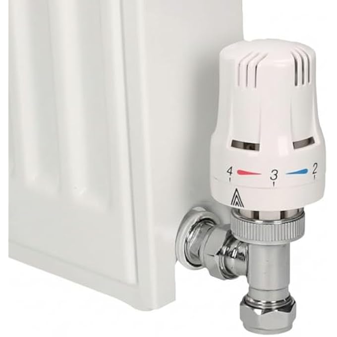 TRIESTE ANGLED WHITE THERMOSTATIC RADIATOR VALVE BI-DIRECTIONAL/TOWEL RAIL VALVE 1/2" / 15MM DESIGNER RADIATOR VALVE - Image 3