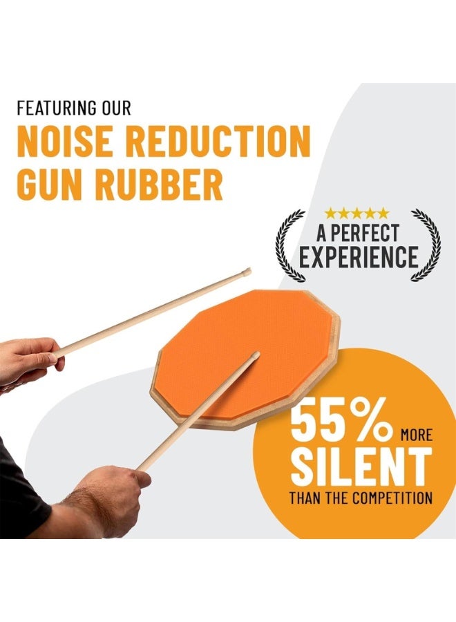 12In Snare Drum Practice Pad and Sticks - Double Sided Silent Practice Drum Pad and Sticks & Storage Bag for Snare Drum Pad- Snare Practice Pad for Drumming with Two Surfaces (Orange) - Image 5