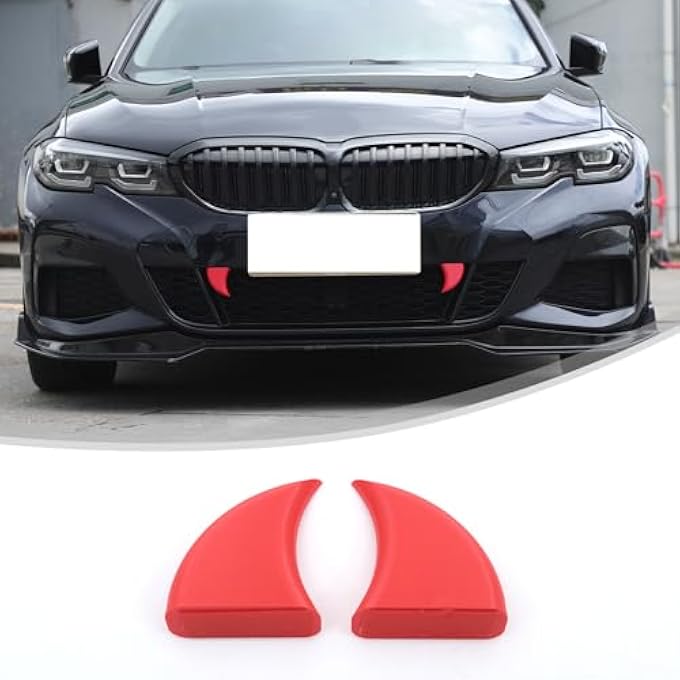 Sekhyna Car Front Grille Tiger Teeth Decoration Cover Compatible with BMW 3 Series G20 G21 2020-2025 Halloween Vampire Fangs Trim ABS DIY Vehicles Cover Sticker Decoration Accessories 2PCS (Red) - Image 1