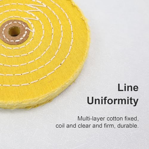 SCOTTCHEN Buffing Polishing Wheel 6 inch Treated Yellow Cotton Medium(42 Ply) with 1/2 inch Arbor Hole for Bench Grinder - 1 Pack - Image 3