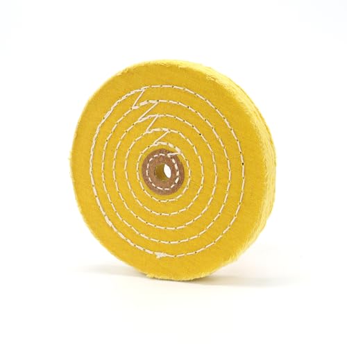 SCOTTCHEN Buffing Polishing Wheel 6 inch Treated Yellow Cotton Medium(42 Ply) with 1/2 inch Arbor Hole for Bench Grinder - 1 Pack - Image 1