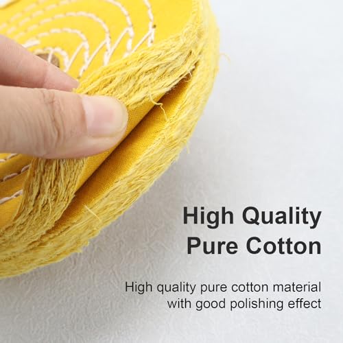 SCOTTCHEN Buffing Polishing Wheel 6 inch Treated Yellow Cotton Medium(42 Ply) with 1/2 inch Arbor Hole for Bench Grinder - 1 Pack - Image 4