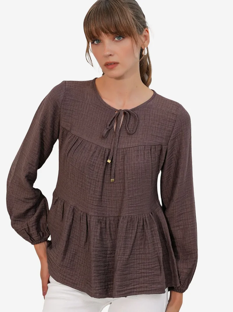 بيغ دارت BDART Textured Tie-Front Blouse