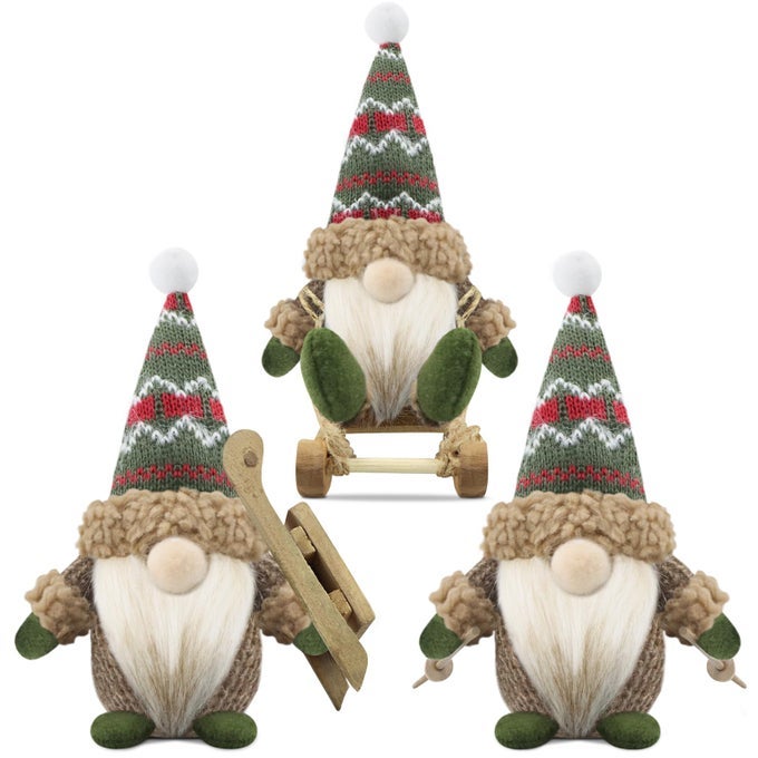 Set of 3 Christmas Gonk Decorations Handmade Sled Gnome Plush Stuffed Xmas Decor for Home Kitchen Farmhouse