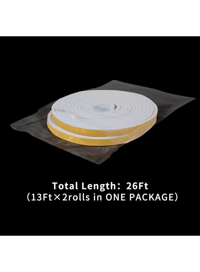 FDTY White Door Weather Stripping 26 Feet, 1/2 Inch Wide X 1/4 Inch Thick, High Density Foam Tape Roll Neoprene Rubber Adhesive Weatherstrip Door Seal, Window Insulation, 2 Rolls X 13 Ft Each - Image 4