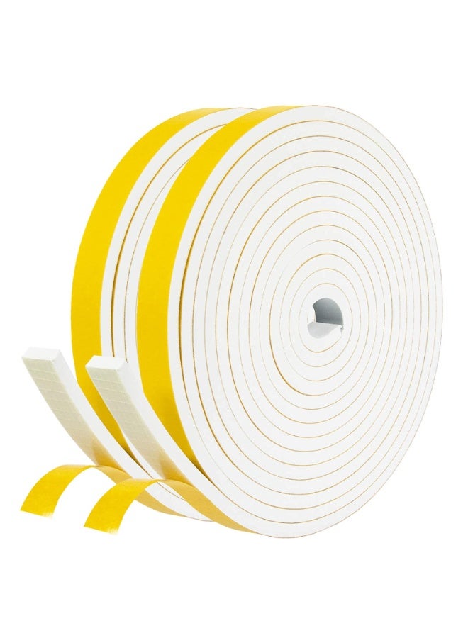 FDTY White Door Weather Stripping 26 Feet, 1/2 Inch Wide X 1/4 Inch Thick, High Density Foam Tape Roll Neoprene Rubber Adhesive Weatherstrip Door Seal, Window Insulation, 2 Rolls X 13 Ft Each - Image 1