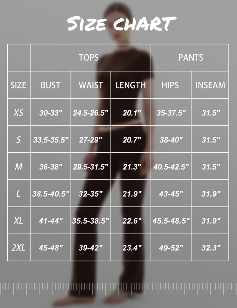PUMIEY Two Piece Sets for women Lounge Sets Short Sleeve Tops Flare Leggings Set Going Out Casual Outfits Matching Sets Tracksuit, Chocolate Large - Image 2