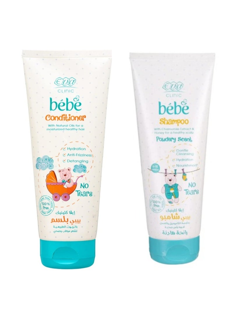Eva Eva Clinic Bebe Shampoo With Chamomile Extract &Honey For A Healthy Scalp 200 ml + Skin Clinic Natural Oils Bebe Conditioner 200ml - Image 1