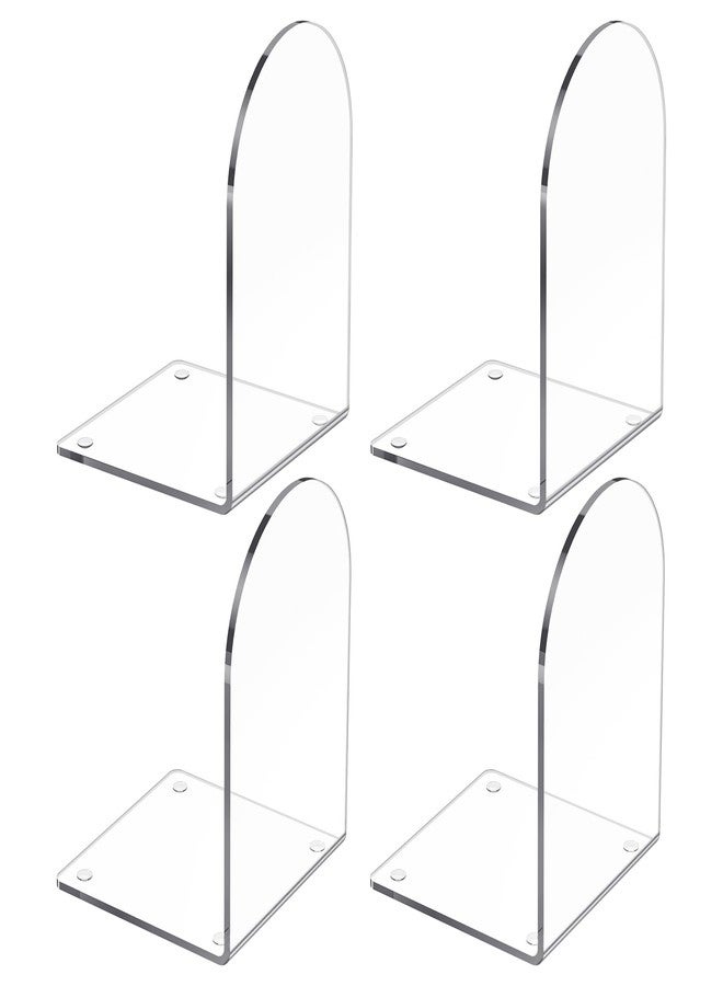 Suneerplay 4 Pcs Acrylic Bookends, Clear Book Ends for Heavy Books, Bookend Holders for Shelves, Arch Book Stopper to Hold Books, Decorative Bookends for School, Library, Home, Office - Image 1