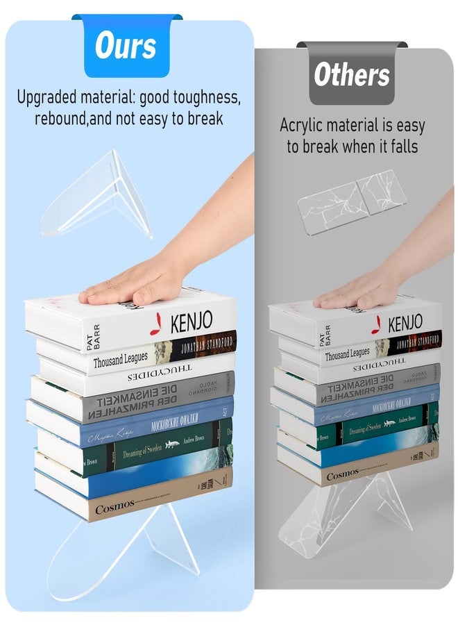 Suneerplay 4 Pcs Acrylic Bookends, Clear Book Ends for Heavy Books, Bookend Holders for Shelves, Arch Book Stopper to Hold Books, Decorative Bookends for School, Library, Home, Office - Image 4