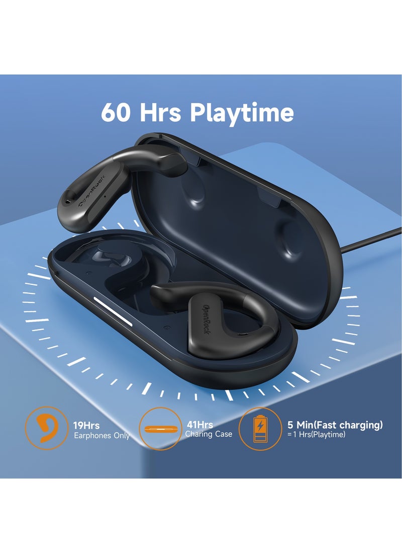 OpenRock Open Ear Headphones, Wireless Hanging Earphones, Bluetooth 5.2 Dual Microphone Call Noise Reduction, 7800 Mah Ultra-Long Standby, Ipx5 Waterproof, Suitable For Outdoor Sports Black - Image 4