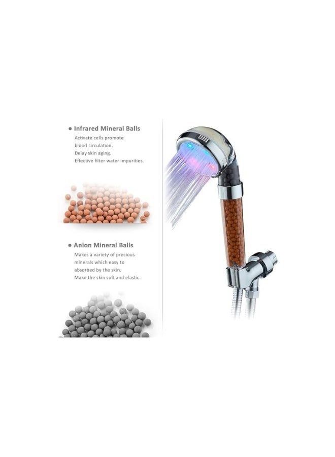 LED Shower Head, Ionic Zen Shower Head, High Pressure Water Saving Filtered Handheld, Showerhead Anion Energy Ball Purifies Water Shower, with 60 Inch Shower Hose and Bracket, Best Experience - Image 3