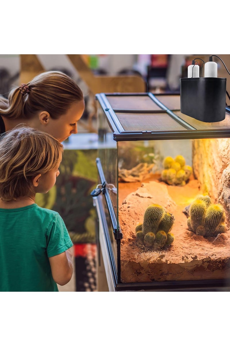 Reptile Heat Lamp, Max 200w Dual Deep Dome Heat Lamp for Reptiles, with Separate Switches for Reptile Terrarium and Tortoise Habitat, UK Plug (Bulb Not Included) - Image 3